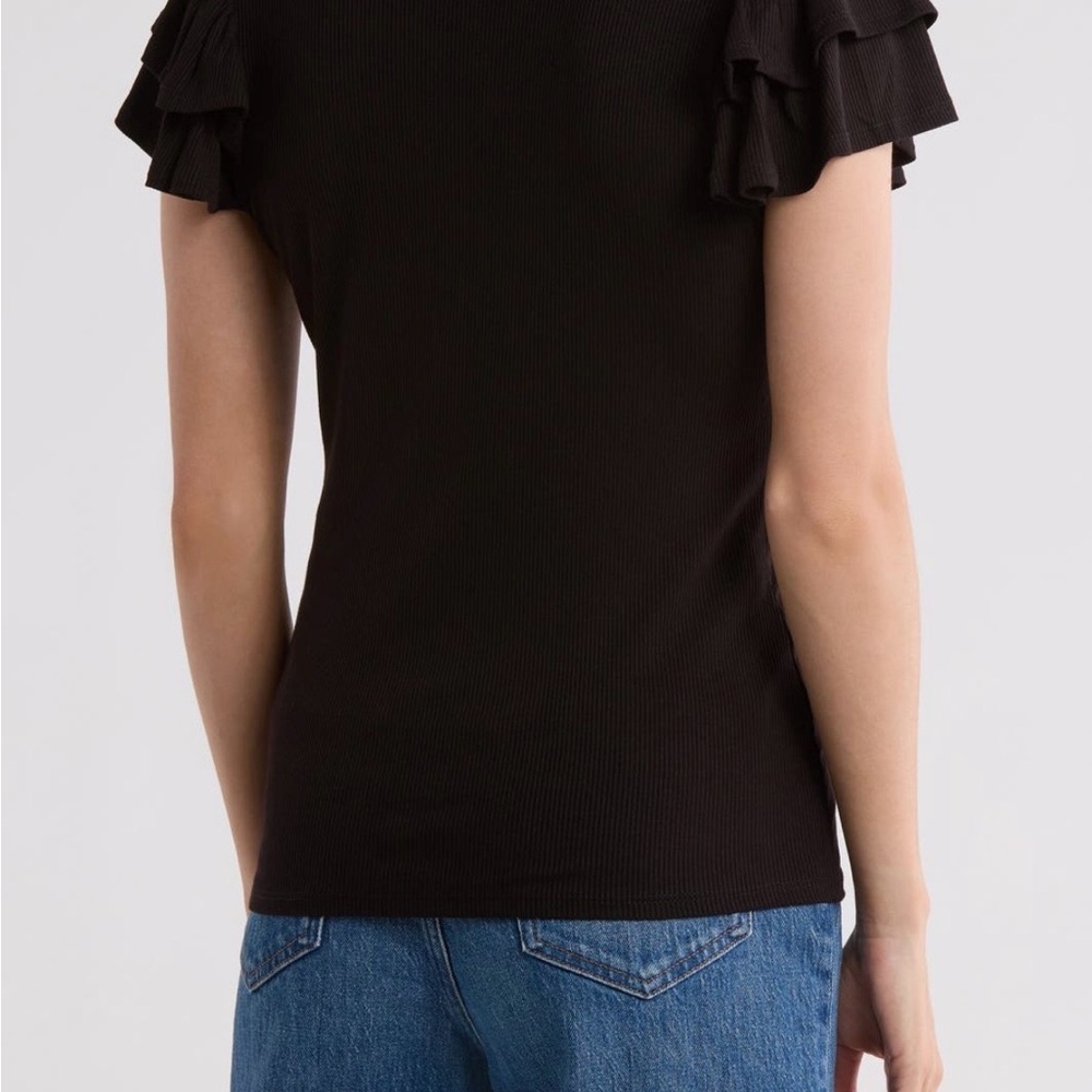 1.STATE Flutter Sleeve Rib Top - Picture 3 of 8